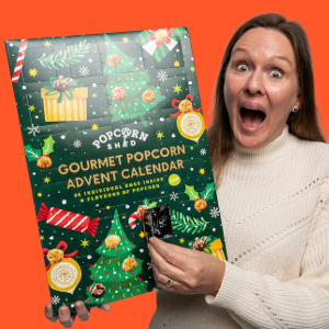 Popcornkalender shed - Vegansk adventskalender 2022 med popcorn